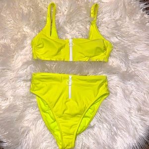 High waisted neon bikini